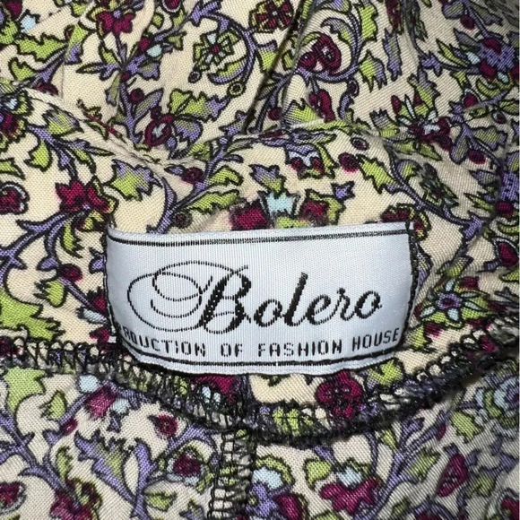 Bolero Prairie Dress Cottagecore Boho Medallion Decals On Belt Gathered Skirt - Picture 6 of 6